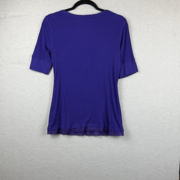 Y2K LEI Women's Thermal Henley Layered Lace Shirt Size XL Purple Bella Swan - Picture 6 of 6